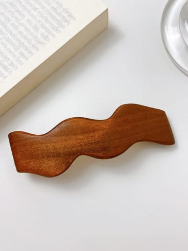 Wood grain brown spring clip 9cm Wood Minimalist Geometric Alloy Hair Rope