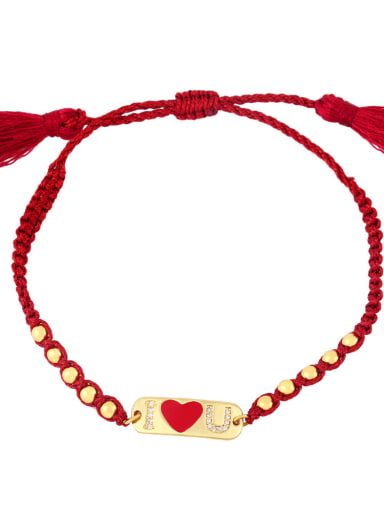 red Brass Enamel Letter Ethnic Adjustable Bracelet