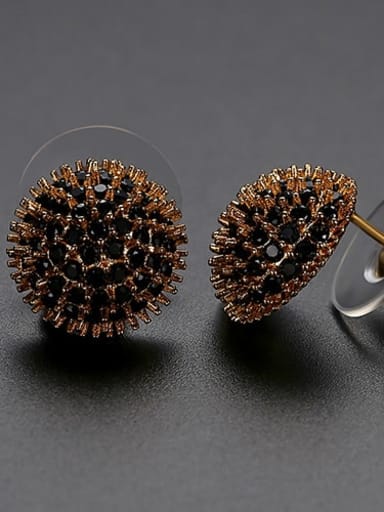 Copper Cubic Zirconia Flower Vintage Stud Earring