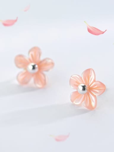 925 Sterling Silver Shell  Minimalist  Pink Peach Earrings Two Ways Of Wearing Stud Earring