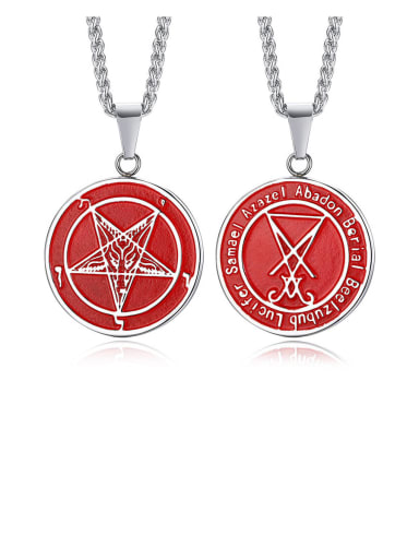 red (Without Chain) Titanium Round Vintage  Positive and negative pendant Necklaces