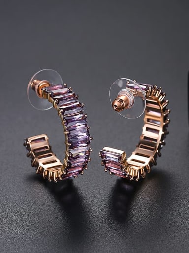 rose gold Brass Cubic Zirconia Geometric Luxury Stud Earring