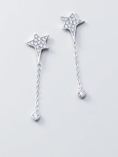 925 sterling silver cubic zirconia white star minimalist stud earring