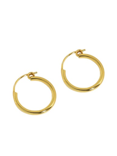 18K Gold 925 Sterling Silver Smooth Round Minimalist Hoop Earring