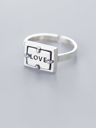 925 Sterling Silver Letter Vintage square Free Size  Ring