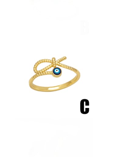 k96 c Brass Evil Eye Minimalist Band Ring