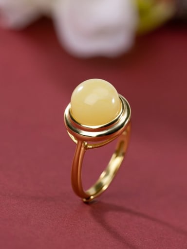 custom 925 Sterling Silver Amber Round Minimalist Band Ring