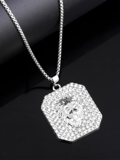Stainless steel  Chain Alloy Pendant  Rhinestone Horse Hip Hop Necklace