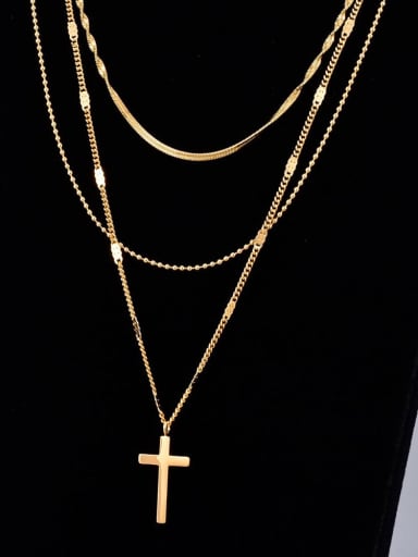 Titanium Cross Minimalist Multi Strand Necklace
