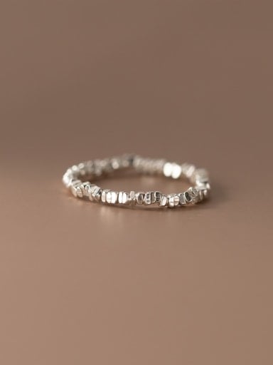 Full Bead Broken Silver Ring 925 Sterling Silver Imitation Pearl Irregular Minimalist Necklace