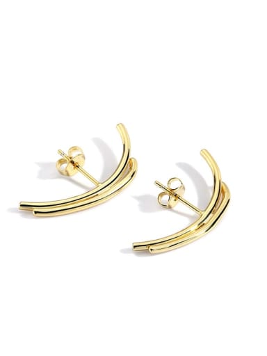 Brass Irregular Crossed Minimalist Earring