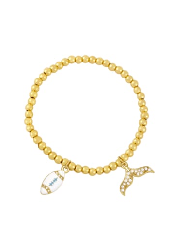 white Brass Cubic Zirconia Mermaid Vintage Beaded Bracelet