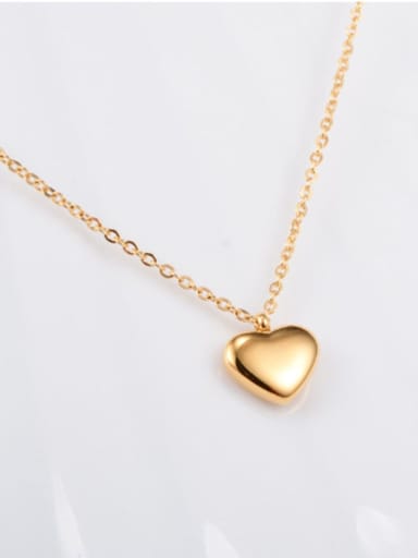 gold Titanium Smooth Heart Minimalist Choker Necklace