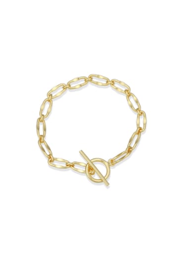 925 Sterling Silver With Gold Plated Simplistic Hollow  Chain Bracelets