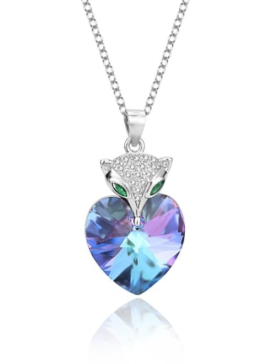 JYXZ 070 (gradient purple) 925 Sterling Silver Austrian Crystal Heart Classic Necklace