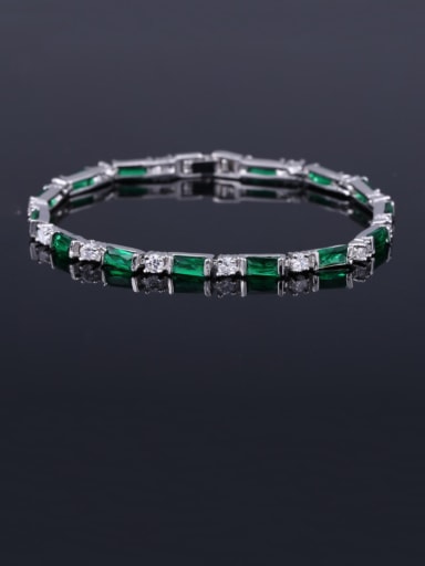 Emerald 17.5+ 2.2cm Brass Cubic Zirconia Geometric Classic Bracelet