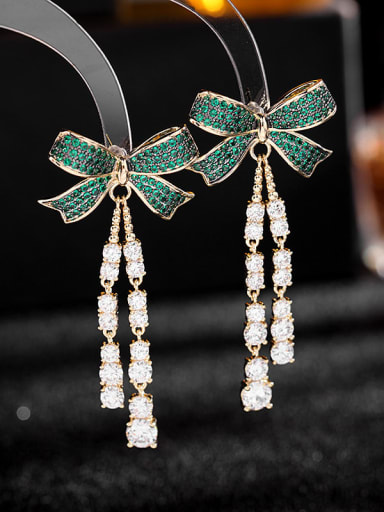 Brass Cubic Zirconia Butterfly tassel Luxury Drop Earring