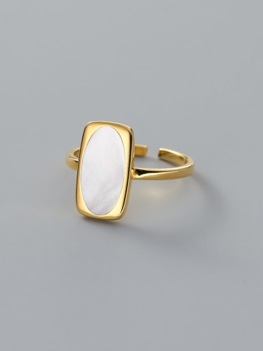 Gold 925 Sterling Silver Shell Geometric Minimalist Band Ring