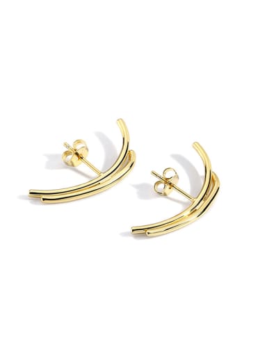 Brass Irregular Crossed Minimalist Earring