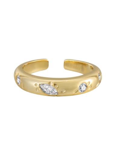 Gold irregular ring 925 Sterling Silver Rhinestone Geometric Vintage Band Ring
