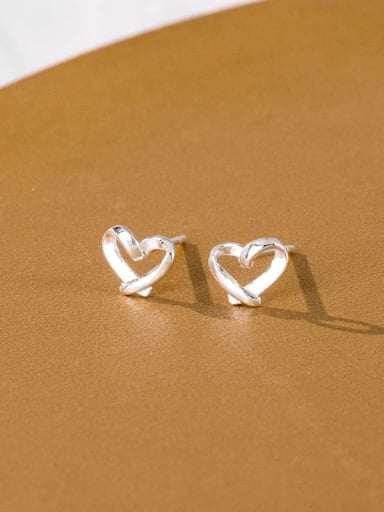 ES1457 [99 Silver Heart] 925 Sterling Silver Heart Cute Stud Earring