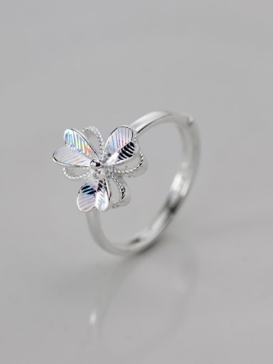 925 Sterling Silver Flower Minimalist Band Ring