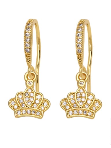 crown Brass Cubic Zirconia Crown Vintage Huggie Earring