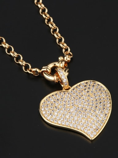 White zirconium Copper Cubic Zirconia Heart Vintage Pendant Necklace