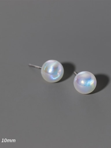 S925 silver 10mm 925 Sterling Silver Imitation Pearl Round Minimalist Stud Earring