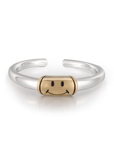 925 Sterling Silver Smiley Minimalist Band Ring