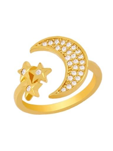 moon Brass Cubic Zirconia Star Vintage Band Ring