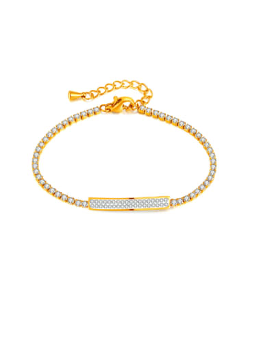 GS1526 Steel Bracelet Gold Stainless steel Cubic Zirconia Geometric Minimalist Bracelet