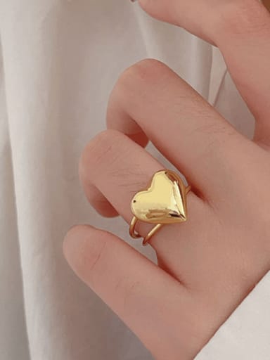 18K Gold 925 Sterling Silver Heart Minimalist Band Ring