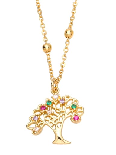 Tree of life Brass Cubic Zirconia Tree Vintage Necklace