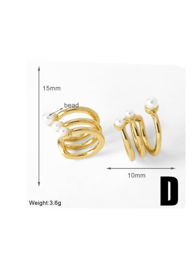 D Brass Imitation Pearl Geometric Minimalist Clip Earring