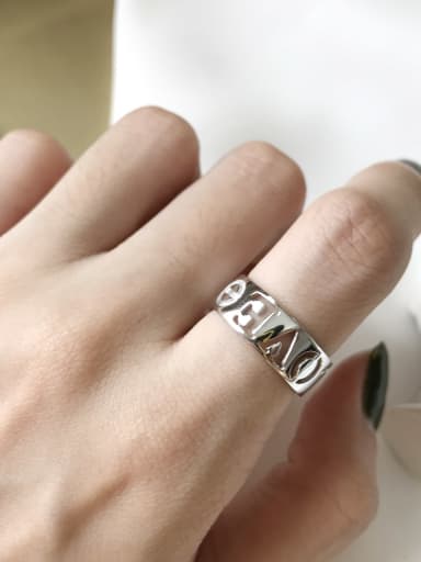 925 Sterling Silver Letter Minimalist Free Size  Ring