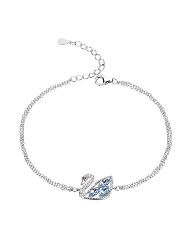 JYSL 012 (light blue) 925 Sterling Silver Austrian Crystal Swan Classic Bracelet