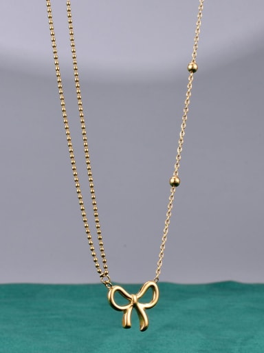 Titanium Bowknot Minimalist Multi Strand Necklace
