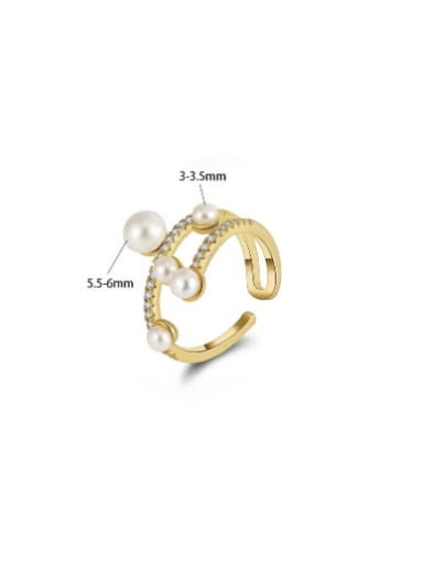 925 Sterling Silver Imitation Pearl Irregular Minimalist Stackable Ring
