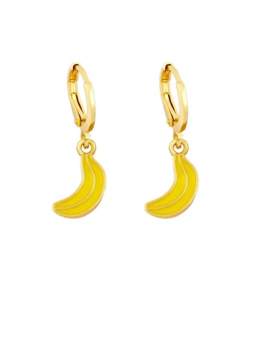 Banana Brass Enamel Friut Vintage Huggie Earring