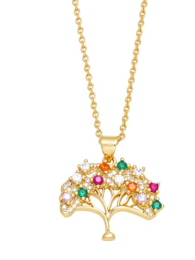 C Brass Cubic Zirconia Tree Vintage Necklace