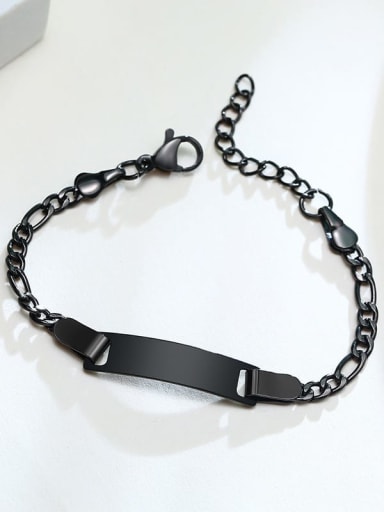 Black 12+ 3cm long Stainless steel Geometric Minimalist Link Bracelet