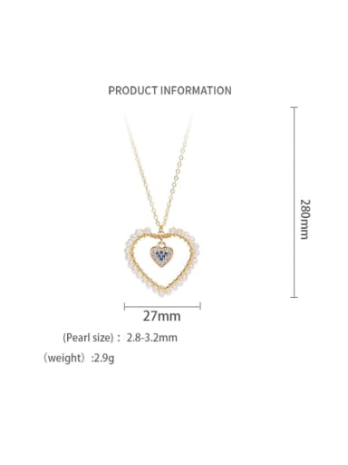 Brass Freshwater Pearl Minimalist Heart  Earring and Necklace Set