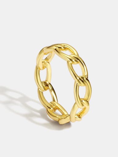 Brass Hollow Geometric  Chain Vintage Band Ring