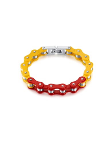 Stainless steel Geometric Hip Hop Contrast Color Biker Chain Bracelet