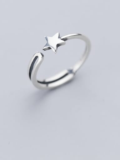 925 Sterling Silver  Smooth Star Minimalist Free Size Ring