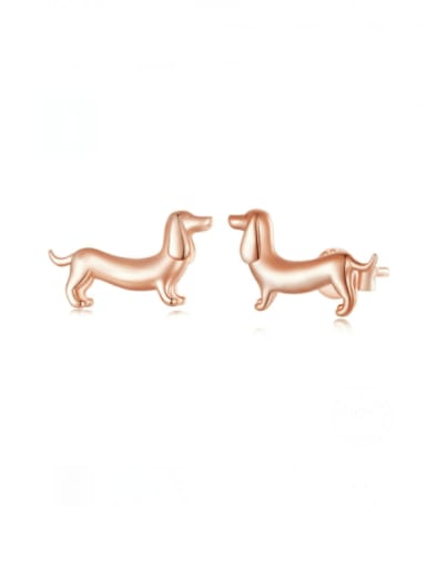 Rose Gold 925 Sterling Silver Dog Cute Stud Earring