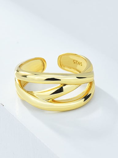18K gold 925 Sterling Silver  Vintage Multilayer Winding Weave Stackable Ring