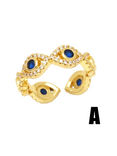 A Brass Cubic Zirconia Evil Eye Vintage Band Ring