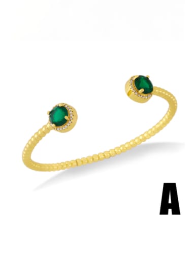 A (green) Brass Cubic Zirconia Snake Vintage Cuff Bangle